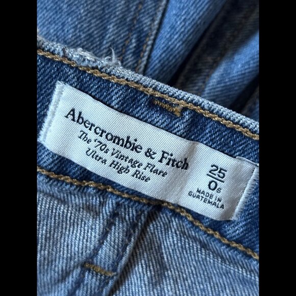 Abercrombie & Fitch Jeans 25 / 0 Short Blue 70s Vintage Flare Ultra High Rise - Picture 7 of 8